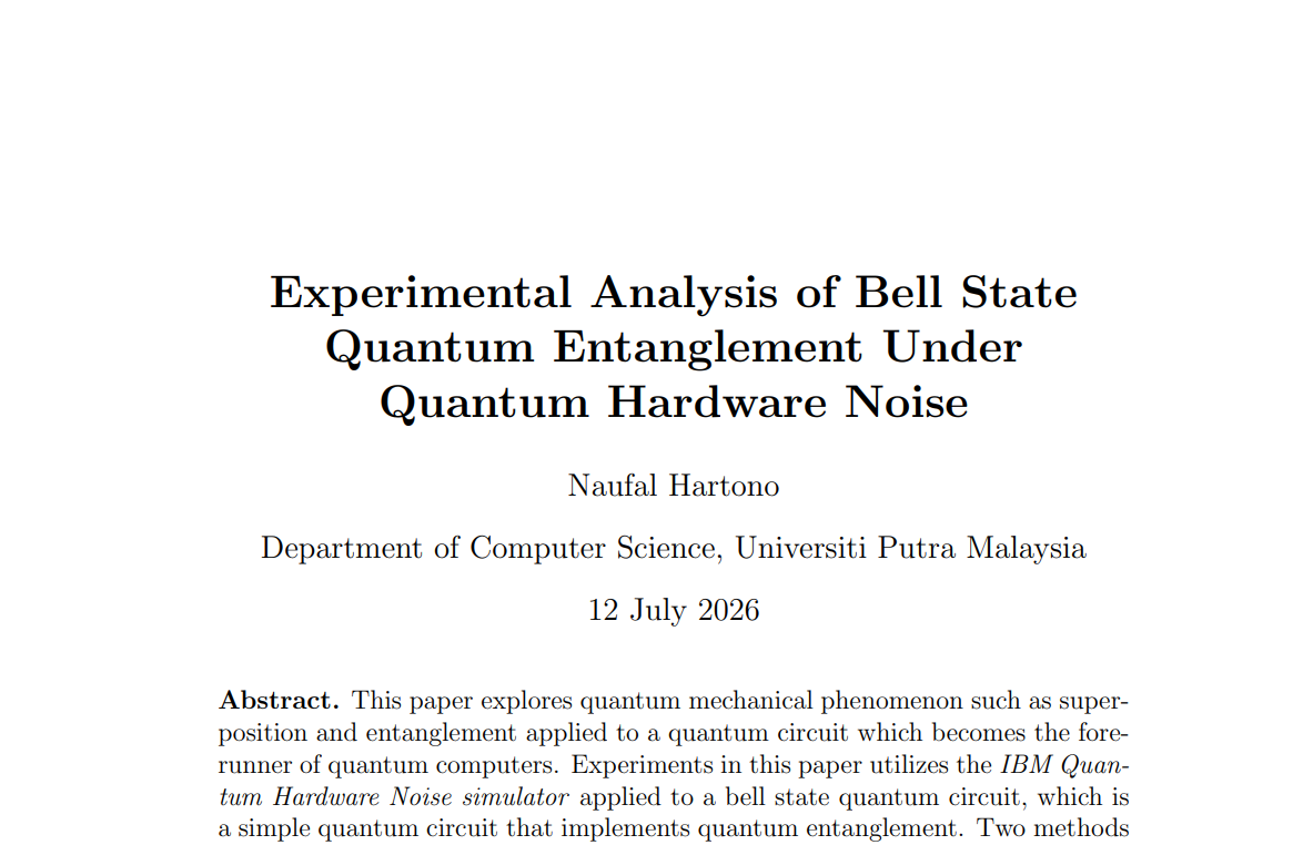 Experimental Analysis of Bell State Quantum Entanglement Under Quantum Hardware Noise